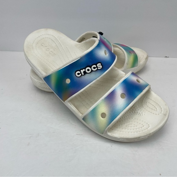 Classic Crocs women’s size 11 Solarized Sandal white tie dye slides - Picture 1 of 9
